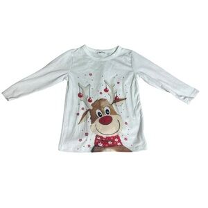 Kids Reindeer White Christmas Ornament long sleeve K77